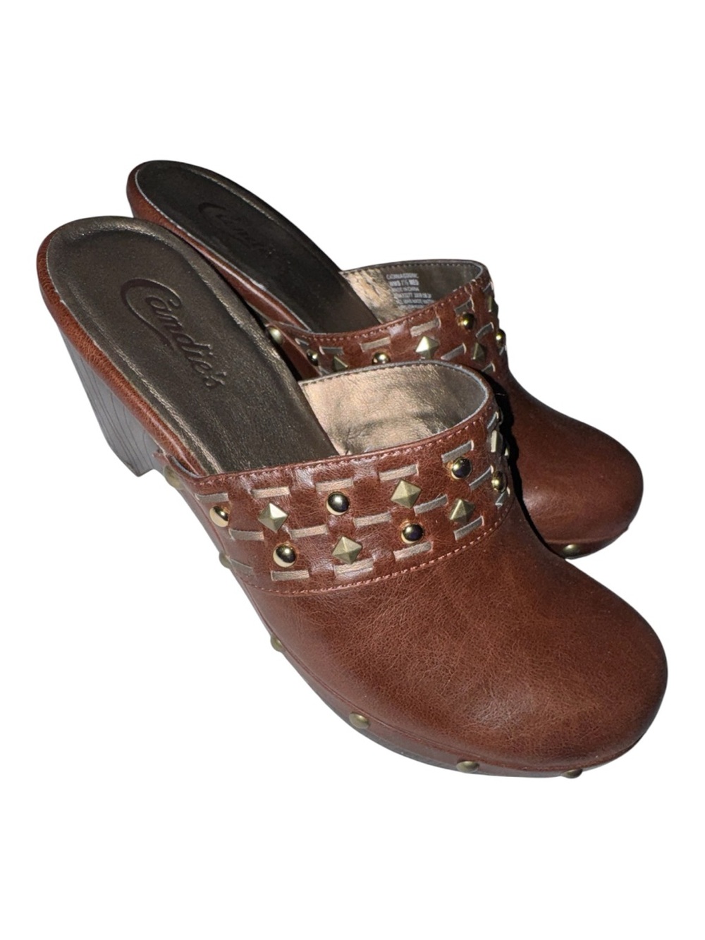Candies Brown Studded Clog Mules
